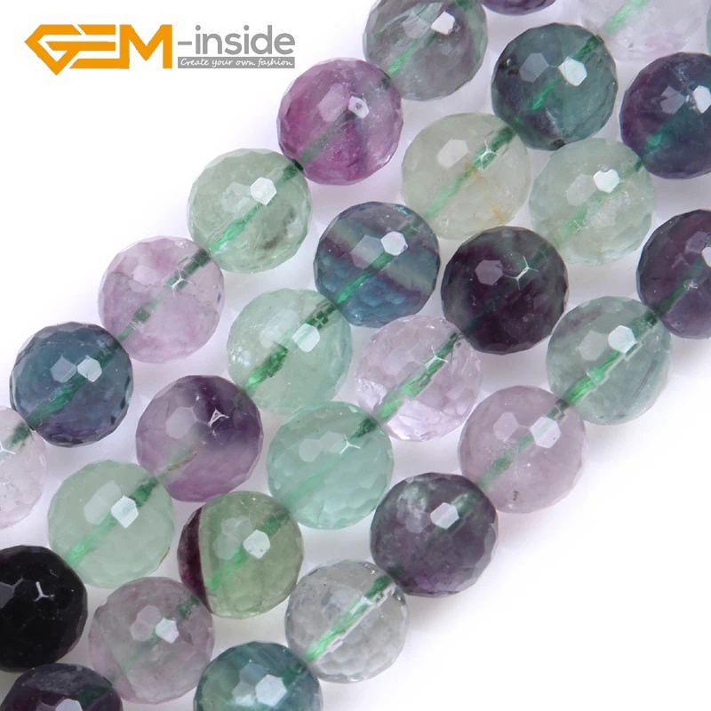 

Round Faceted Fluorite Beads Natural Stone Beads: 6mm 8mm 10mm 12mm DIY Loose Beads For Bracelet Making Strand 15" Wholesale !