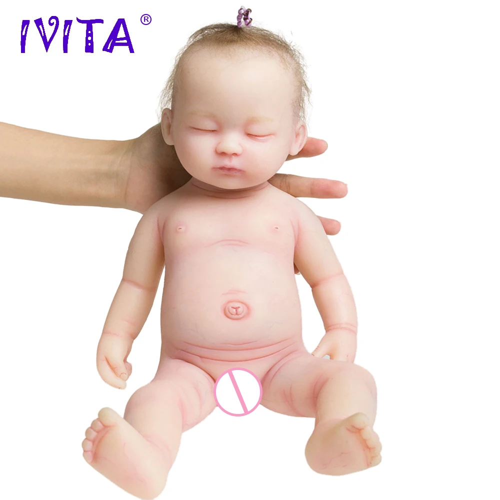 

IVITA 15.3inch/2.1kg Rooted Hair Full Silicone Reborn Dolls Baby Girl Doll Sleeping Soft Lifelike Baby Alive Real Doll Toys