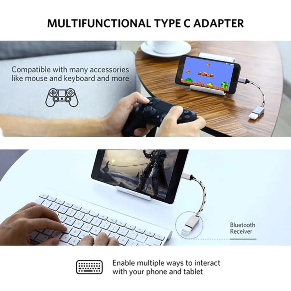 Адаптер штыревой Type C к гнездовому USB 2.0 для Samsung LG Sony HTC Xiaomi Andriod|Кабели мобильных