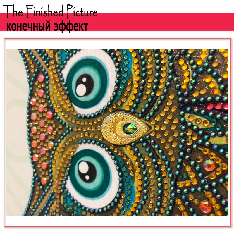 RUBOS DIY 5D Diamond Embroidery Owl Animal Diamond Painting Round Crystal Bead Glass Mosaic Picture Rhinestone Drill Sale Decor (9)