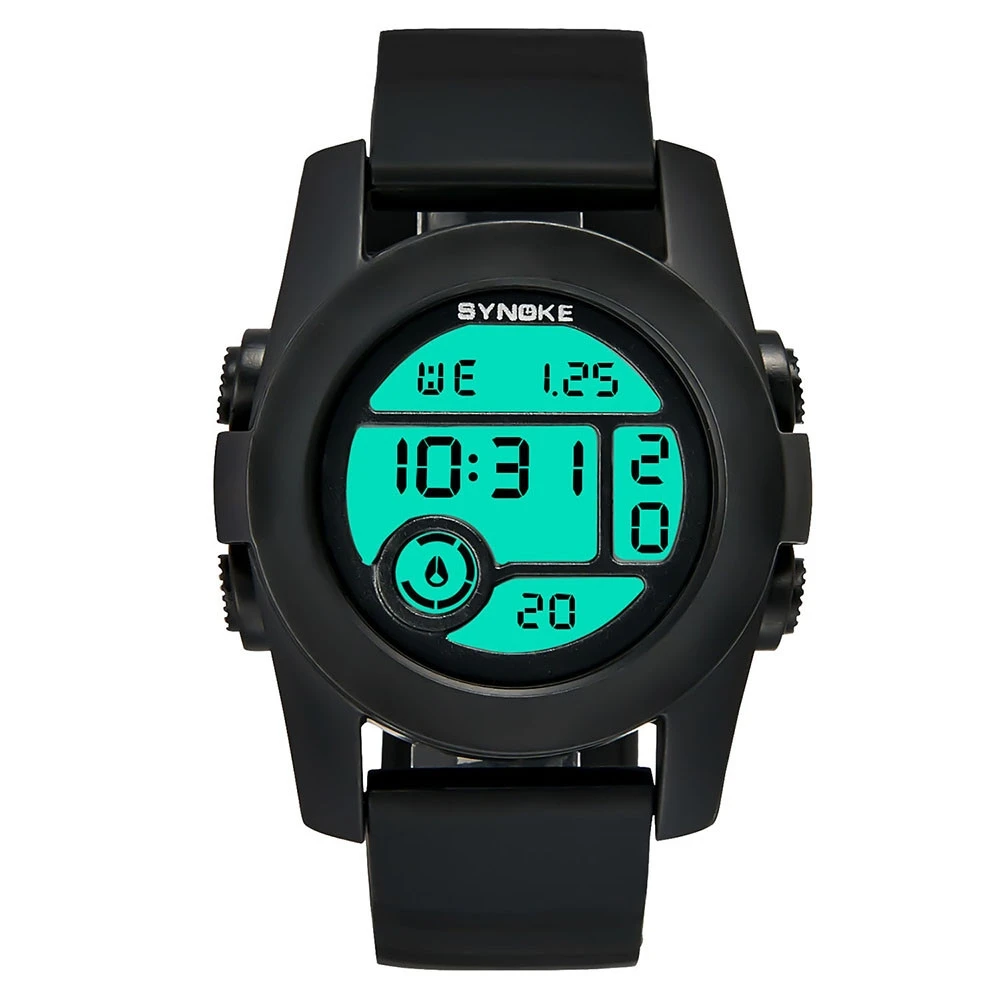 2019 Mens Fashion SYNOKE Multi Function 50M Waterproof Watch LED 