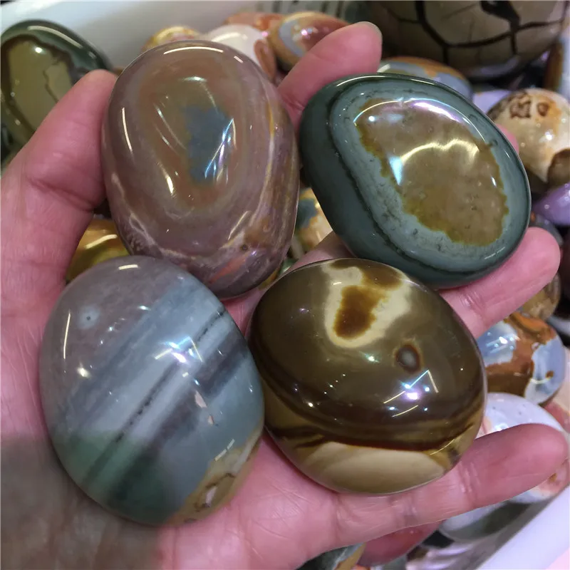 1PC Natural Ocean Stone Palm Stone Colorful Gemstone Irregular Smooth