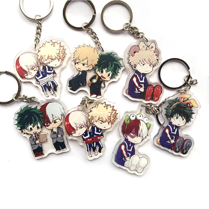 

Anime Keychain Bokuno Hero Bakugou My Hero Acdemic bakugou katsuki odoroki Portachiavi Doubleside Keychains Pendant