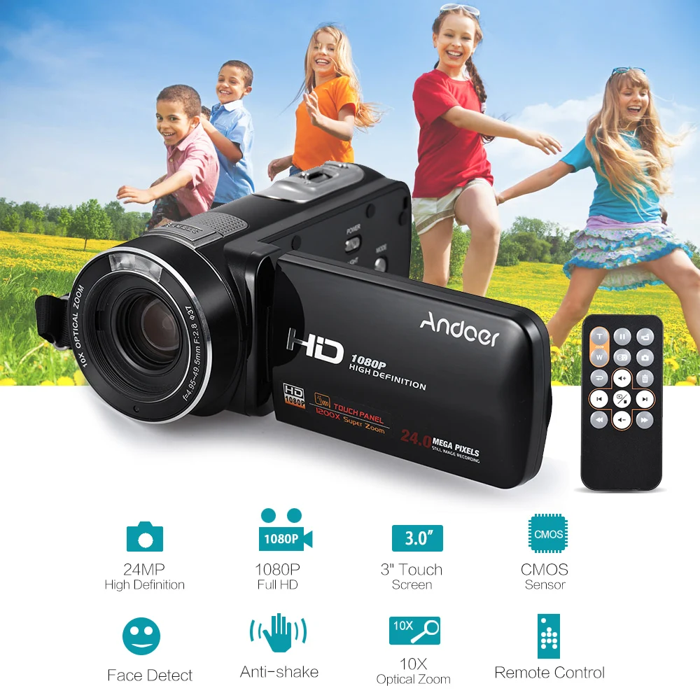 Сенсорный экран Andoer HDV Z80 3 дюйма цифровая видеокамера 1080 24 МП с широкоугольным