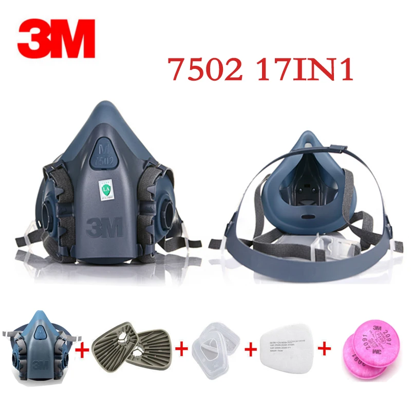 

3M 7502 Gas mask 17 in 1 half Face Respirator Spray Painting Protection Respirator Dust mask with 2091 fiter