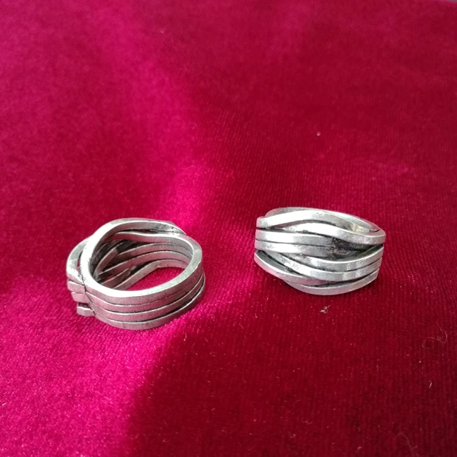 Hmong jewelry ethnic style handmade Miao silver personality ring ring symmetrical cross ring