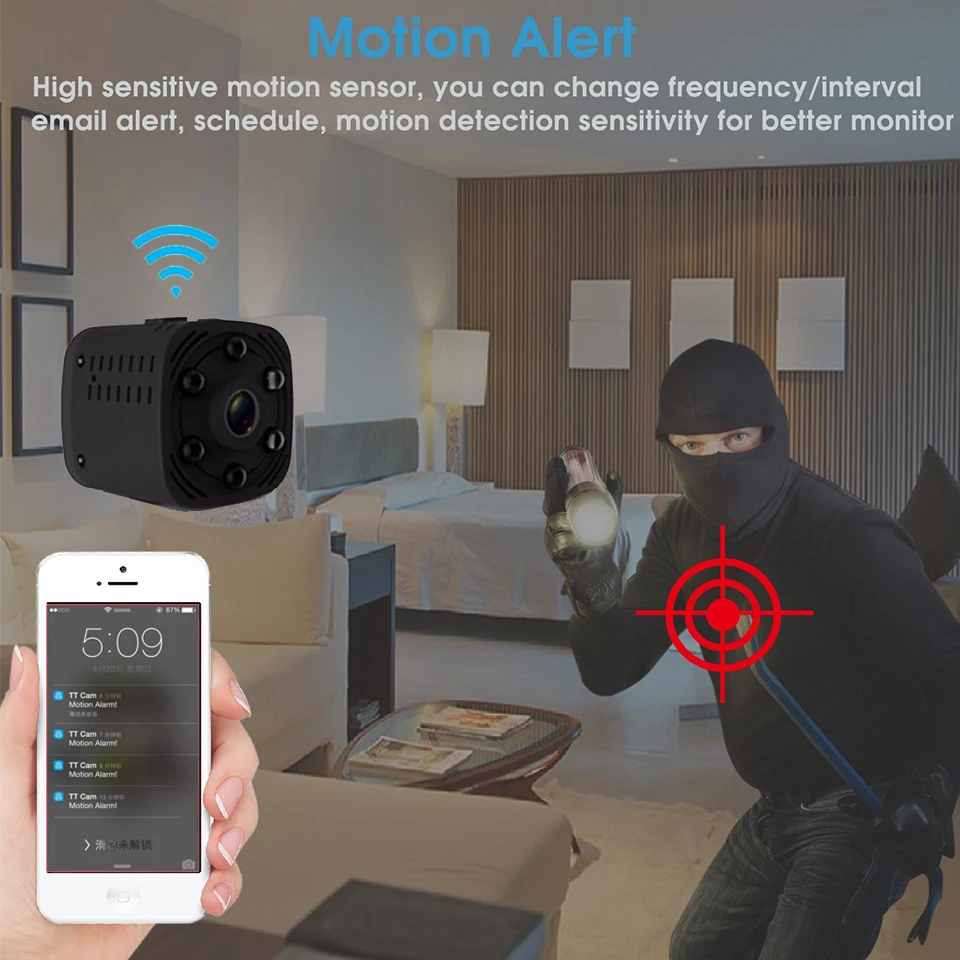 Автоматическая Ночь Версия Wi Fi мини камера беспроводной 1080 P для движения Detectiom