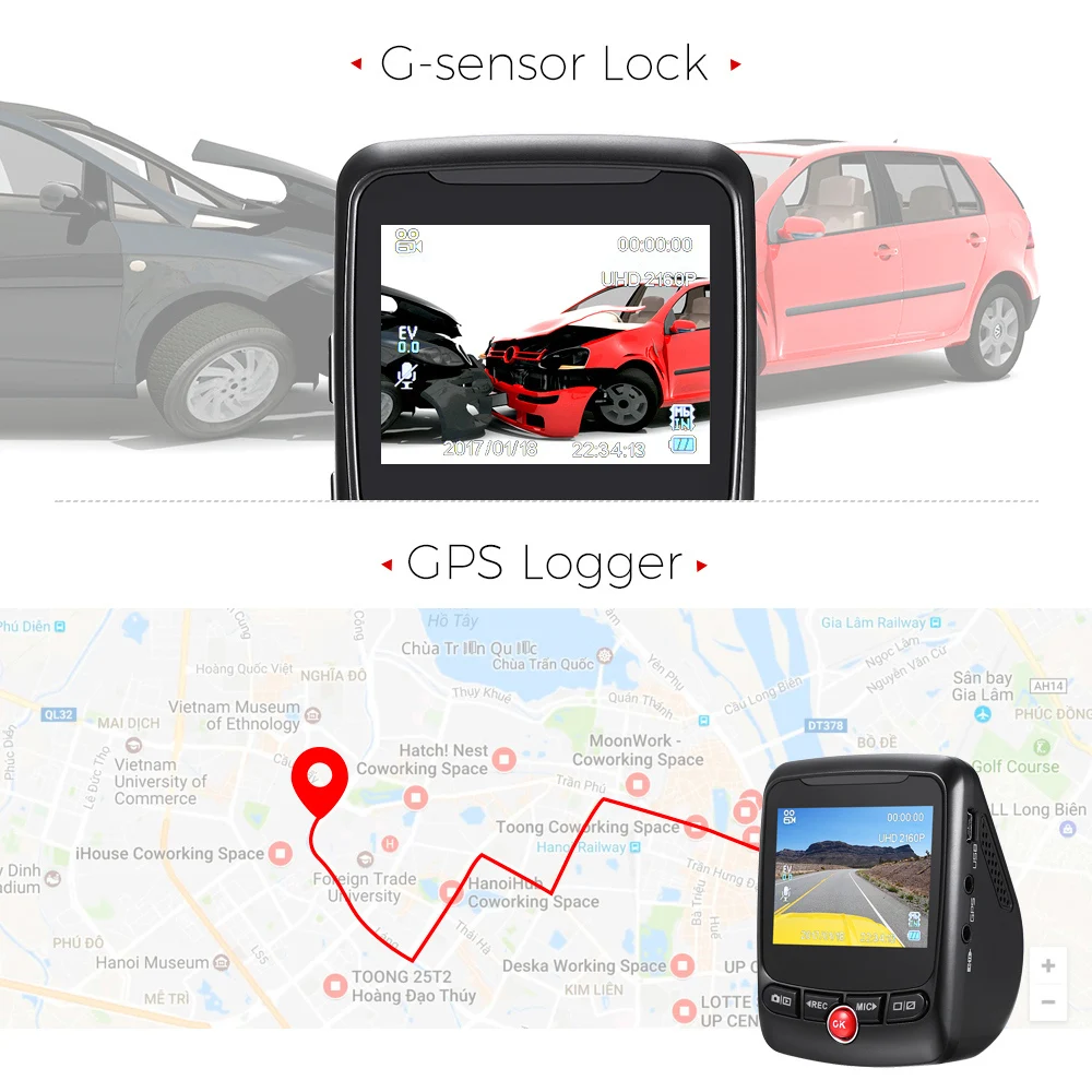 Автомобильный видеорегистратор T690C Novatek 96663 GPS 170 градусов 2160P|Видеорегистраторы| |