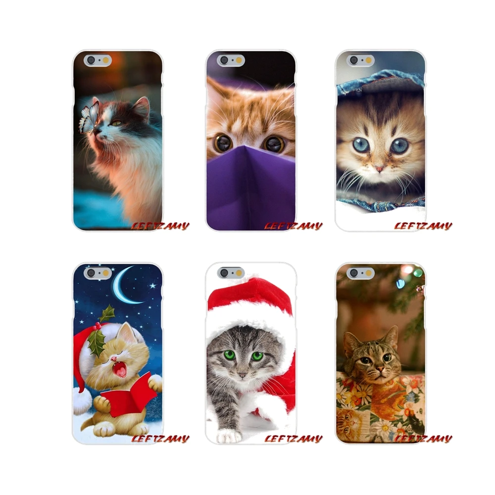 

For Samsung Galaxy S4 S5 MINI S6 S7 edge S8 S9 S10 Plus Note 3 4 5 8 9 Merry Christmas cats Grey lovely cute cat Silicone Covers