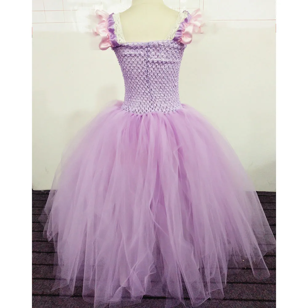 Elegant Princess Sofia Costume Pink Rapunzel Birthday Dress for Girls Ankle Length Fancy Flower Girl Wedding Tutu Dress Vestido (9)