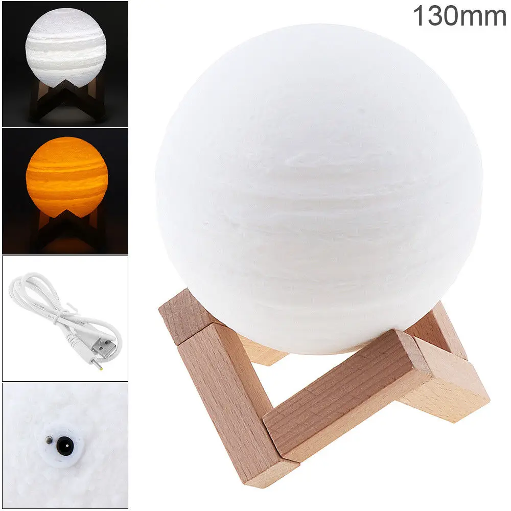 18cm Rechargeable 3d Print Jupiter Lamp Led Night Light For Creative Gifts Decor Lamps Lighting