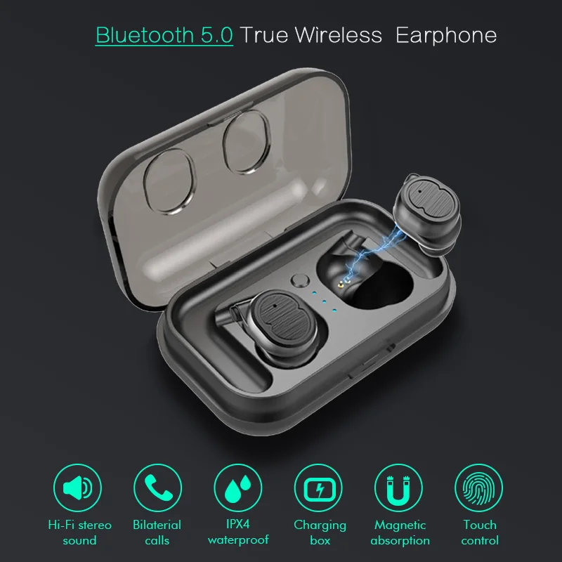 

2019 bluetooth 5.0 Earphones TWS Wireless Stereo In-Ear Mini earphone With Charging Box Handsfree Sports Earbuds Earphone