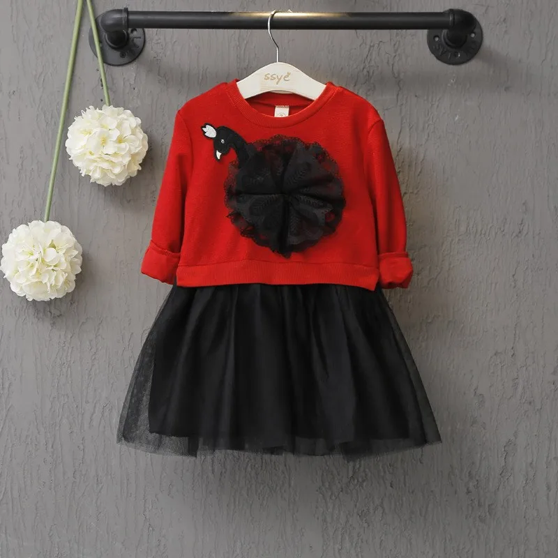 

Vestido Infantil Princess Dress Girls Christmas Dress 2016 Winter Girls Clothes Children Dress Kids Swan Patchwork Girl Costume