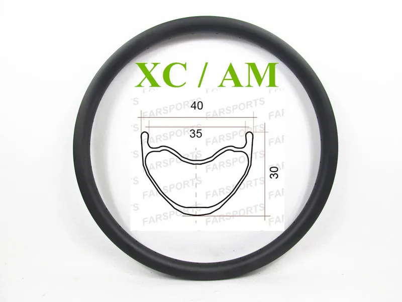 

FS29C/T-40-30 Hookless XC AM Boost 29er MTB carbon rim 40W x 30D MTB clincher rim for MTB bike wheel xiamen Farsports 32H rims