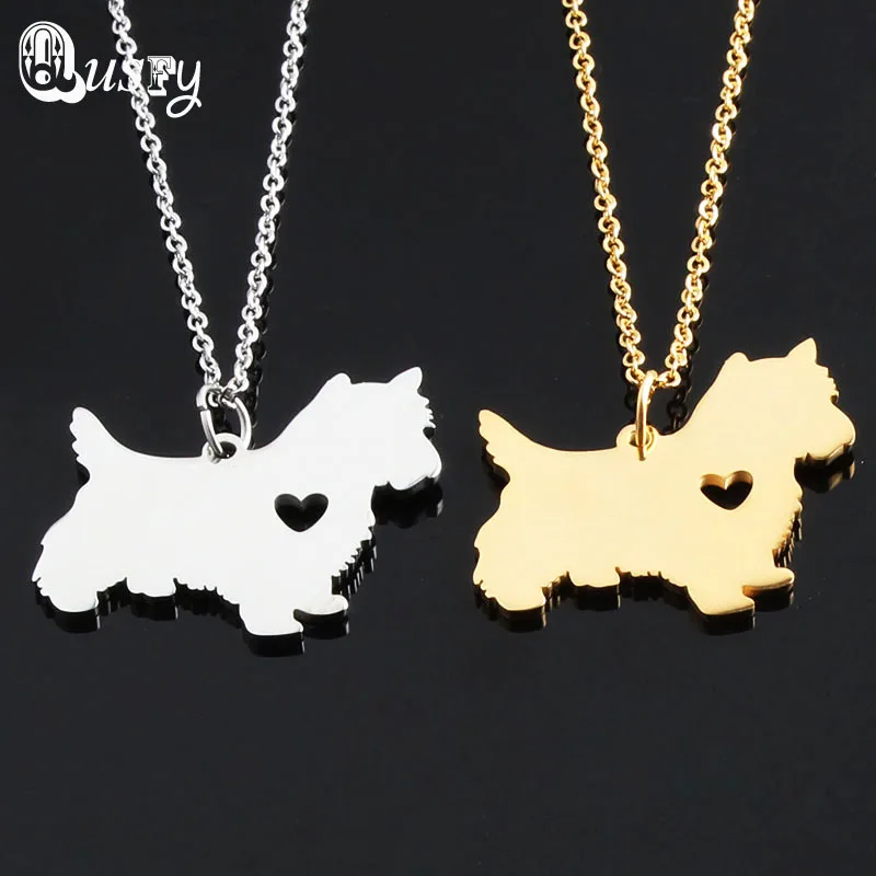 Stainless Steel animal Dog Yorkie Necklace memorial gift Geometric