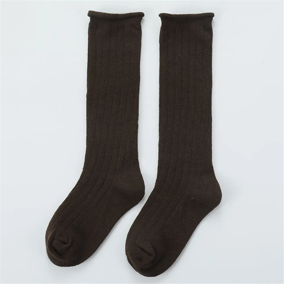 Весенние детские носки для девочек, кружевные носки до колена для новорожденных длинные милые гетры для девочек, носки для новорожденных - Цвет: Brown