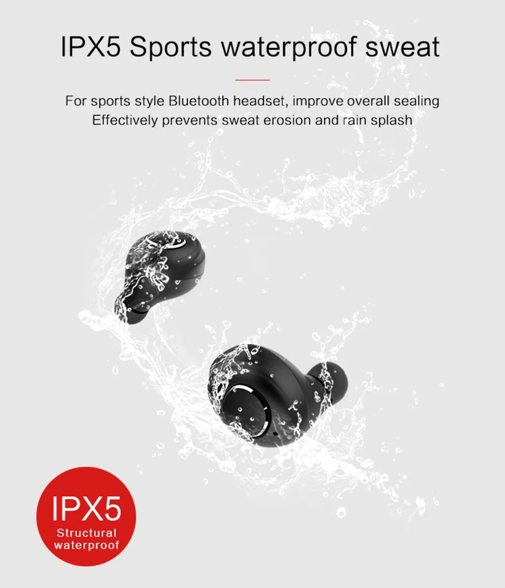 TEAMYO X8 TWS Bluetooth Mini Earphone 5.0 In-Ear Wireless Headphones IPX5 Waterproof Sports Smart Connection Headset with Mic