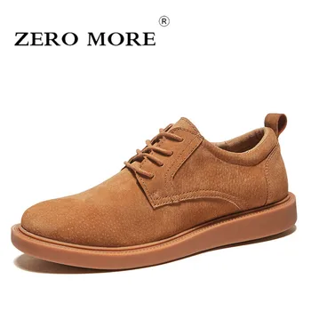 

ZERO MORE Mens Casual Shoes Hot Sale Fashion Soft Solid Pig Suede Shoes Men 2018 Lace Up Round Toe Male Shoes Casual Sewing