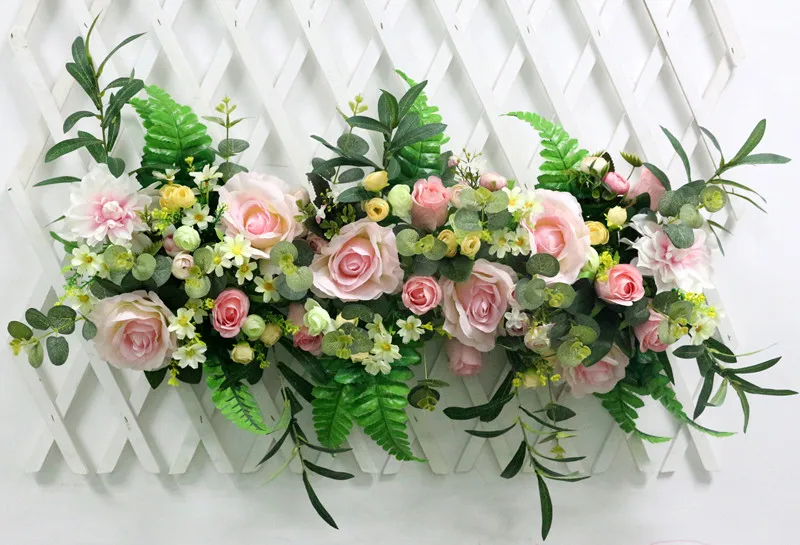 Flone Artificial Flower Row Luxurious Wedding Decor Rose Flower Row Silk Road Cited Flowers Arched DIY Background Flower Wall (3)