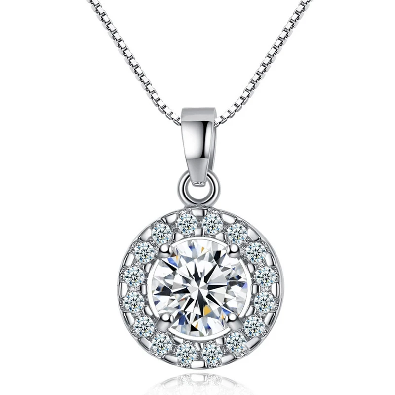 

Romantic Jewelry Necklaces Pendants For Wedding Silver Color Cubic Zircon Stone Pendant Necklaces For Women Birthday Party Gifts