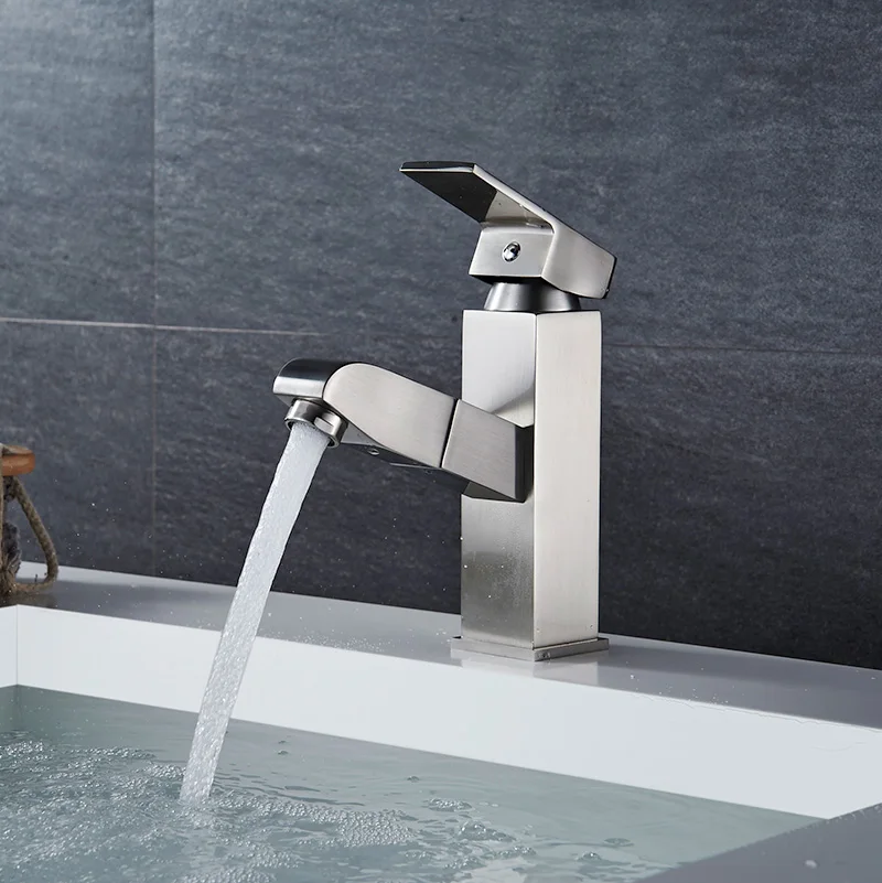 Nickel Brushed pull out basin faucet