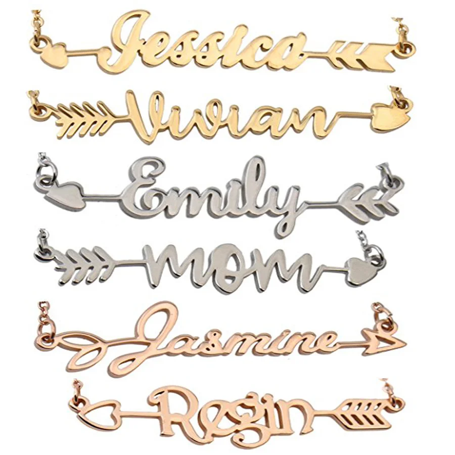 

Personalized Customized Name Initial Necklace Monogrammed Retro Necklace Arrowhead Jewerly for Women