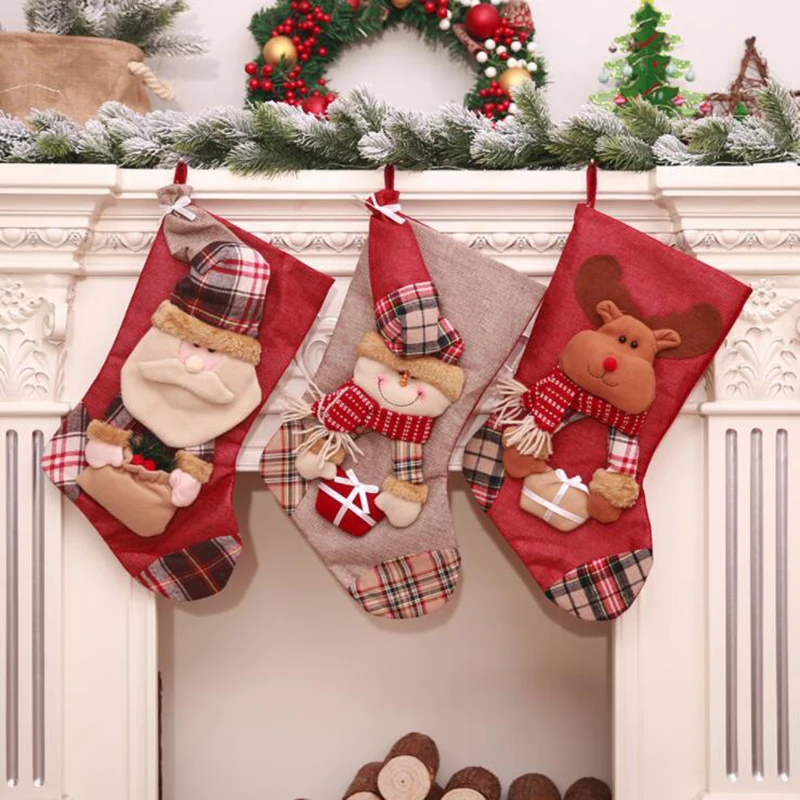 

Holiday Christmas Stocking Ornament Chrismas Decorations for Home Christmas Tree Ornaments Gift Holders Large Stockings