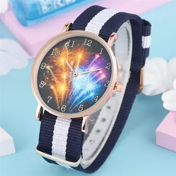 

Quartz Watches Women Pin Buckle WristWatch Mixed Colorful Fireworks Pattern Watch Dial Ladies Timepieces Clock for Gifts reloj