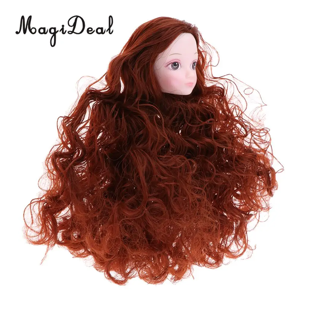 1/6 Female Action Figures BJD Head Sculpt Golden Brown Hair DIY Custom for DOD SD DD Dollfie