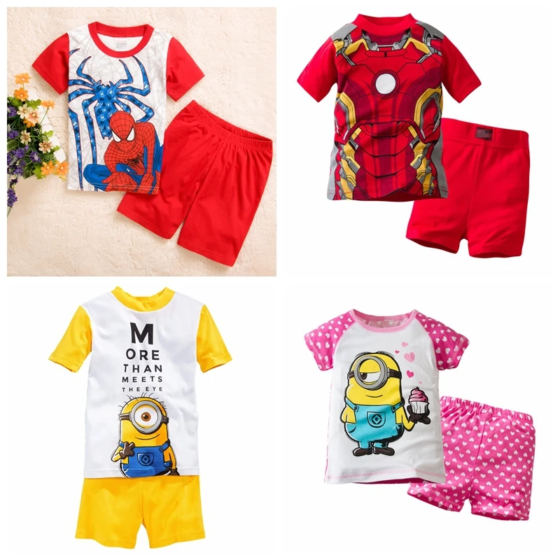 new design cotton pijamas kids short sleeve boys pyjamas children