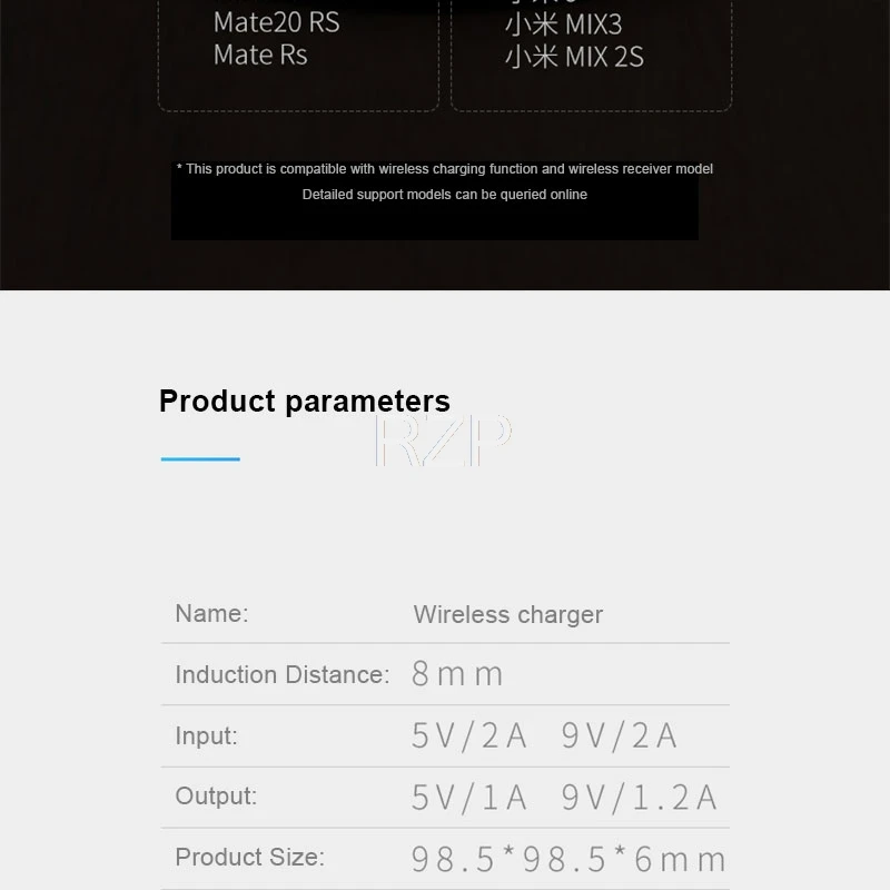 RZP 10 Вт QI Беспроводное зарядное устройство для iPhone X XR Xs Max 8 Plus samsung S9 S10 Plus Note 9 Беспроводная зарядная площадка Быстрая зарядка зарядное устройство