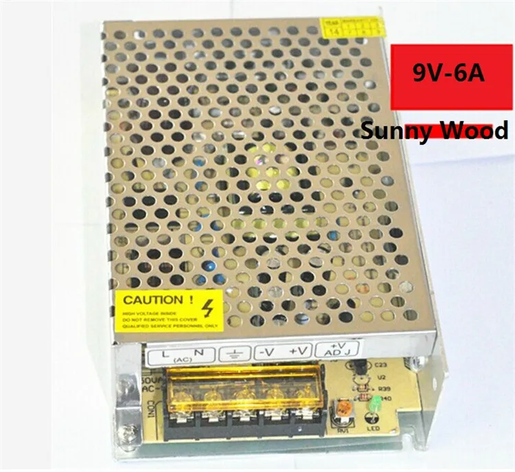 

Free Shipping AC 110-240V to DC 9V6A Switching Power Supply Converter with power cable PS-9V-6A