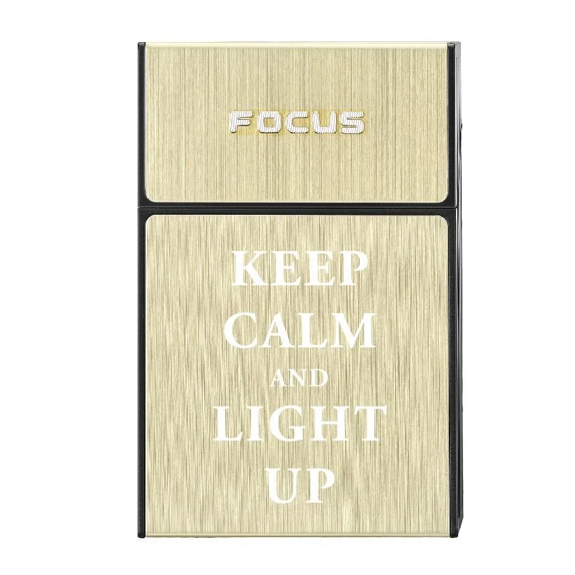 Чехол для прикуривателя FOCUS с Беспламенной съемной электронной зажигалкой ветрозащитный фонарь Зажигалка 20 шт. чехол для прикуривателя - Цвет: Keep Calm Gold