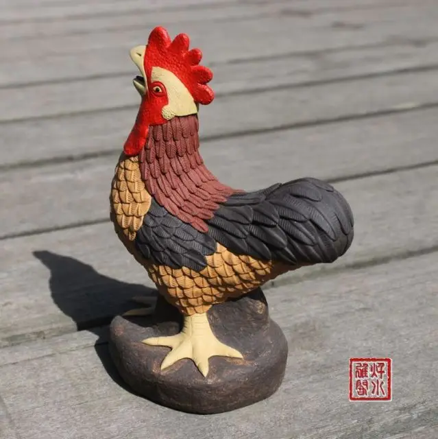 

China boutique collection yixing red stoneware Tea pet Ornaments cock
