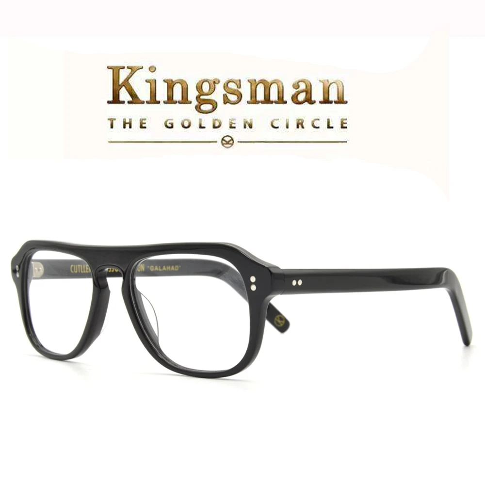 Kingsman2 Золотые круглые оптические очки для мужчин ацетатная оправа очки