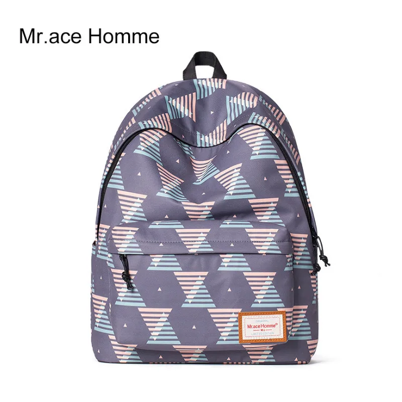 Mr Ace Homme Women Polyester Fiber Laptop School Backpack Female Travel Casual Teenagers Lady College Bag