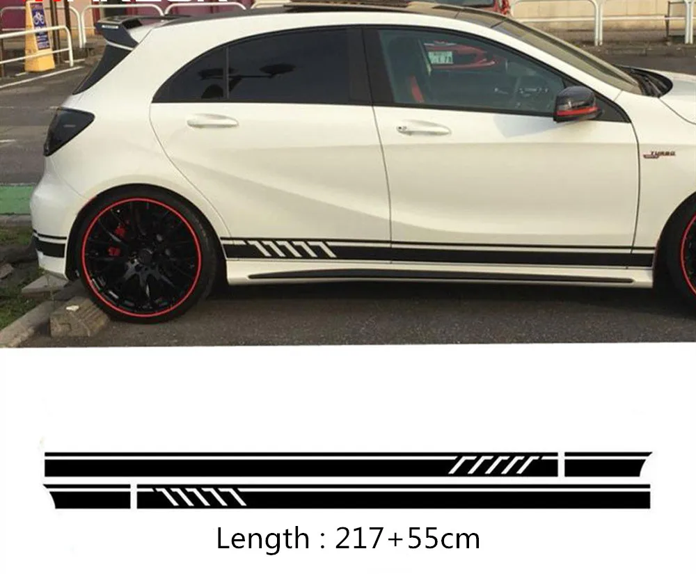 2Pcs/lot Car Waist Side Skirt Stickers Decal Auto Vinyl Wrap For Mercedes Benz AMG A C Class W177 W205 W203 W204 Car Accessories funny bumper stickers