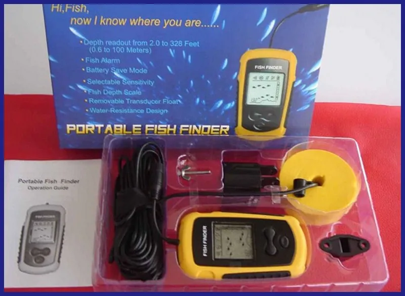 à Prova d' Água Portátil Fish Finder Profundidade Sonar Transdutor Alarme Sounder Fishfinder 100 m Sonda Deeper 4 High Quality Esporte e Lazer