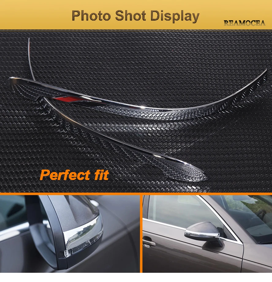 Reamocea ABS Chrome Side Door Rear view Mirror Strip Side Mirror Decoration Trim Stickers For Audi A4 B9 Sedan Saloon 2017 2018 (7)