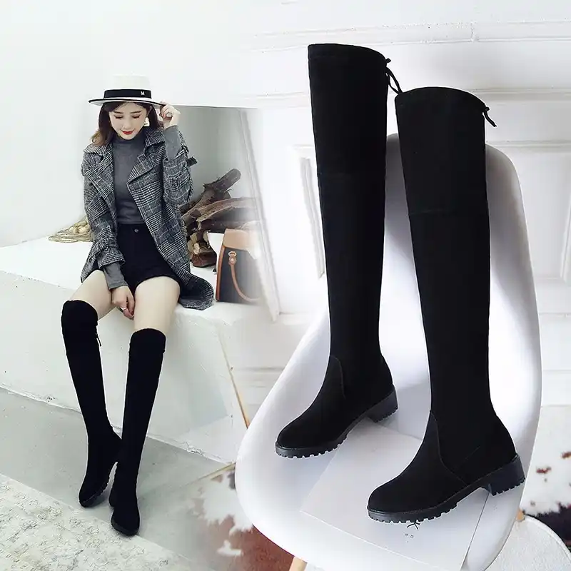 flat stretch over the knee boots