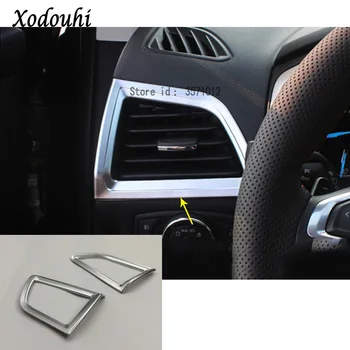 

For Ford EDGE 2015 2016 2017 car body ABS Chrome cover garnish detector trim front Air condition Outlet Vent molding 2pcs