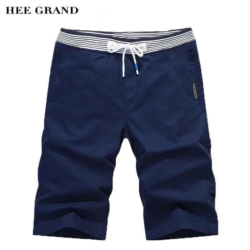 

HEE GRAND Men Knee Length Summer Shorts 2018 New Arrival Casual Drawstring Breathable Straight Shorts Plus Size M-4XL MKD1317