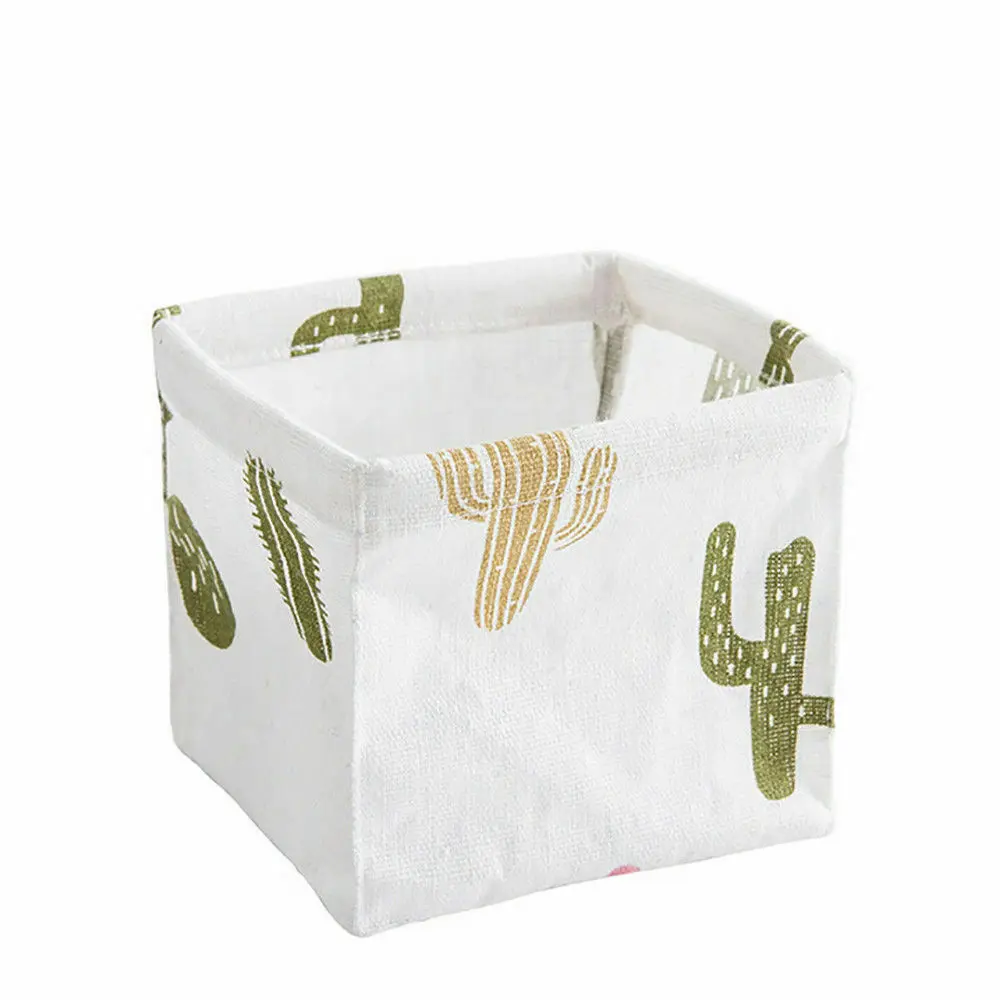 Сладкий сосновый кактус полосатый принт Домашний Складной Настольный ящик для хранения корзина косметический канцелярский Органайзер настольная сумка организация - Цвет: Cactus