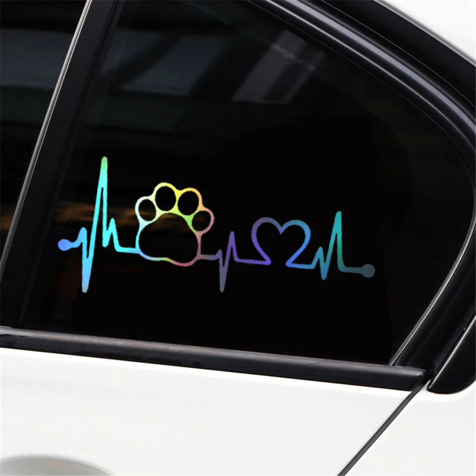 Cunymagos 17.87.7cm 3D Car Styling Stickers Dog Paw Heartbeat Car Stickers and Decals Car Body Stickers (3)