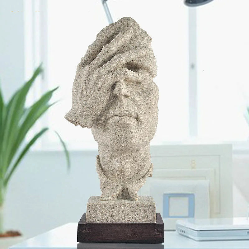 See No Evil Human Head Figurine Craft Home Decoration Accessories Office Decorations