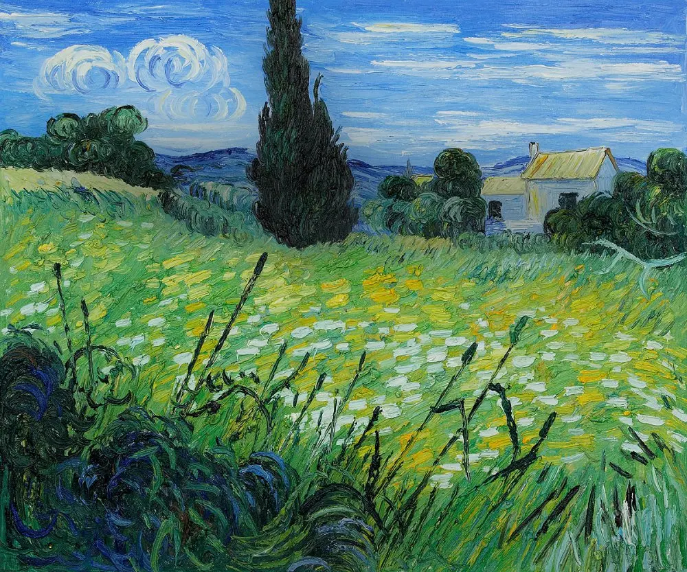 Peinture Van Gogh Paysage Vert champ de blé avec cyprès II par Van Gogh reproductions paysage