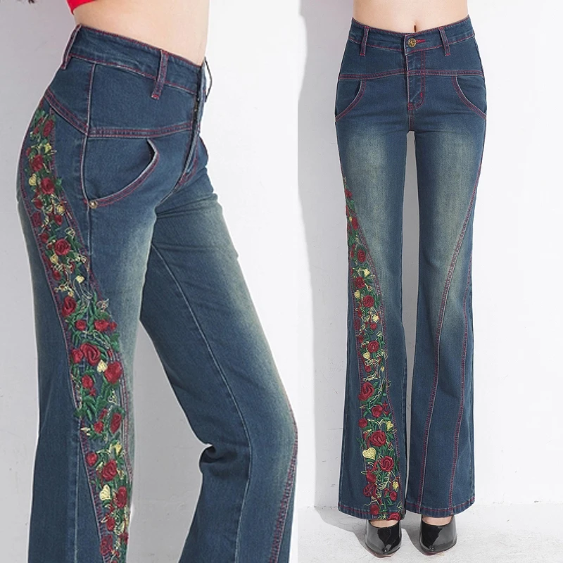 flower bell bottom jeans