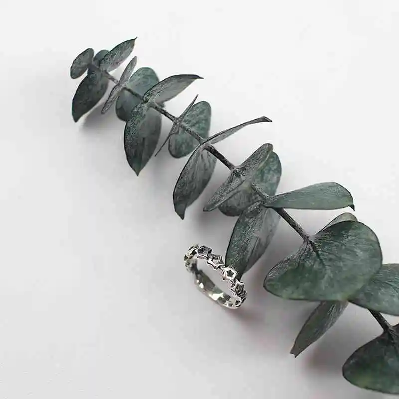 New Women Real 925 Sterling Silver Ring Open Adjustable Finger Ring with Stars Vintage Style Gift to Girls JewelOra RI102696