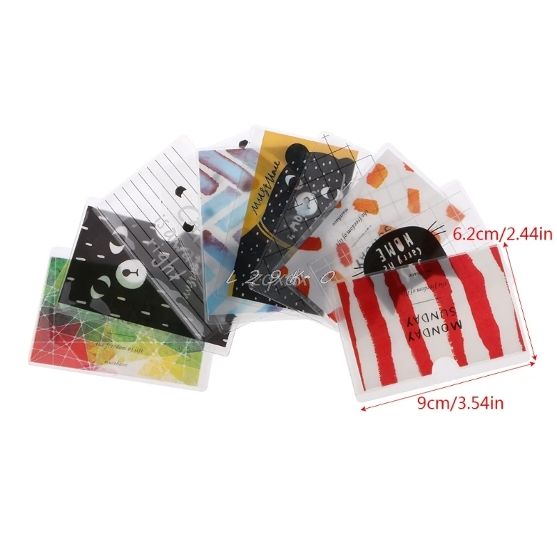 Brief Cartoon Style Transparent Double Layer PVC Card Cover Bus Bank Id Card Case Holder randomly color Z14 Drop ship