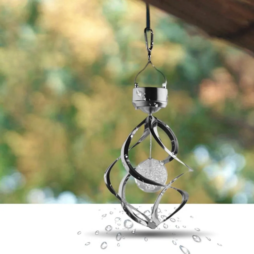 Солнечный светодио дный лампа Wind Chime свет A109 открытый светодио дный Солнечный лампы прочный Цвет-изменение Wind Chime свет висит спирали свет